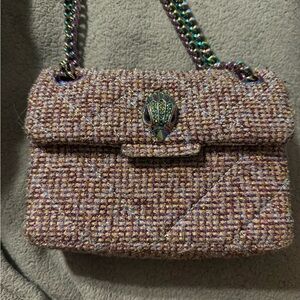 Kurt Geiger  Tweed Shoulder Bag - Purple and Cream